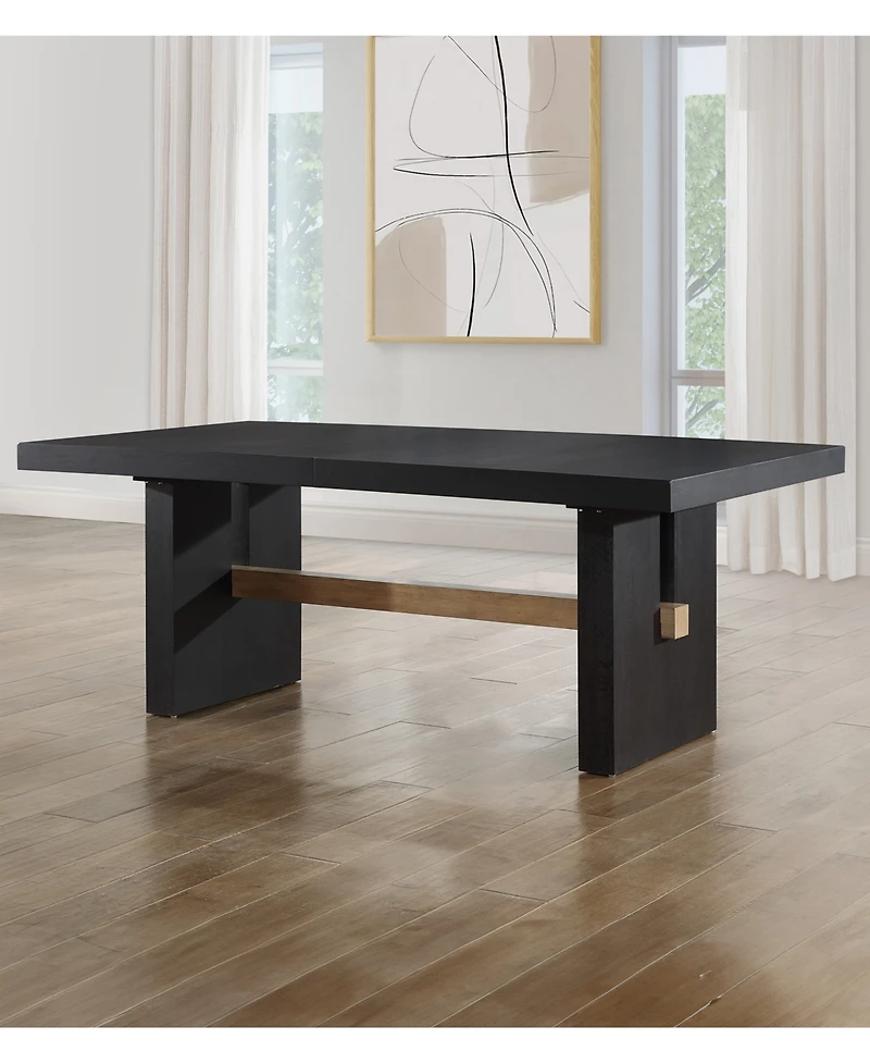 Macai 7-Pc. Wood Dining Set (Rectangular Table + 6 Upholstered Side Chairs)