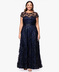 Xscape Plus Embellished 3D Flower Ball Gown