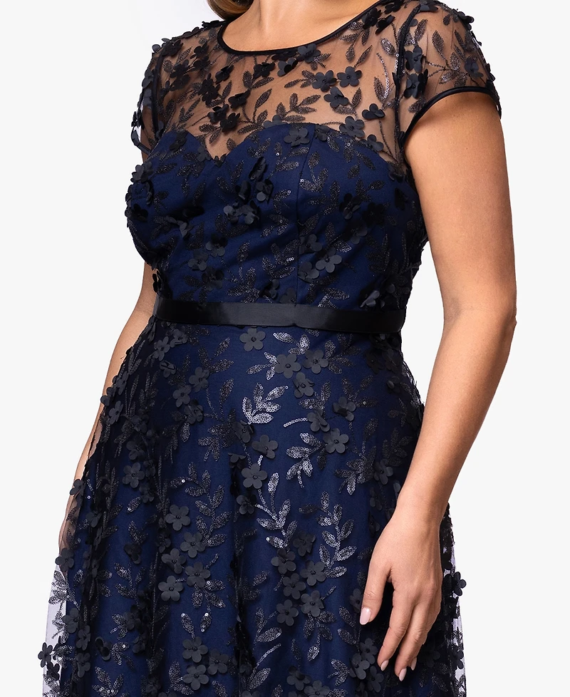 Xscape Plus Embellished 3D Flower Ball Gown