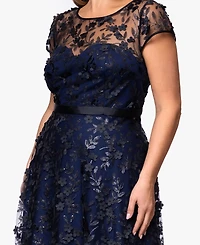 Xscape Plus Embellished 3D Flower Ball Gown