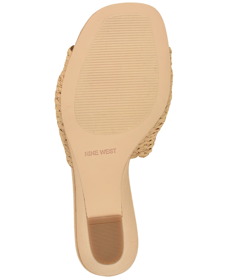 Nine West Women's Nessla Woven Slip-On Wedge Sandals
