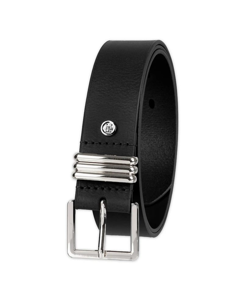 Tommy Hilfiger Women's Triple-Metal Strap Keeper Casual Leather Belt