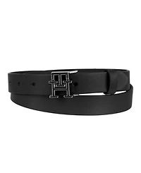 Tommy Hilfiger Women's Enamel Monogram Buckle Casual Leather Belt