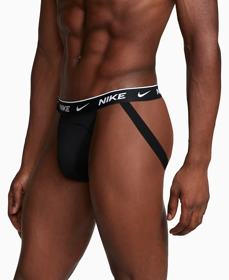 Nike Men's Dri-fit Essential Cotton Stretch Jock Strap Underwear Thongs, 3-Pack