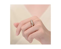 Rhodium-Plated with Cubic Zirconia Chevron Tower Slender Stacking Ring Sterling Silver