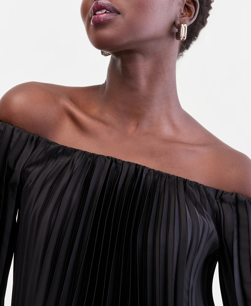I.n.c. International Concepts Women's Off-The-Shoulder Pleated Blouse, Macy's Exclusive