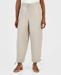 Charter Club Petite Drawstring-Waist Barrel-Leg Linen Pants, Macy's Exclusive