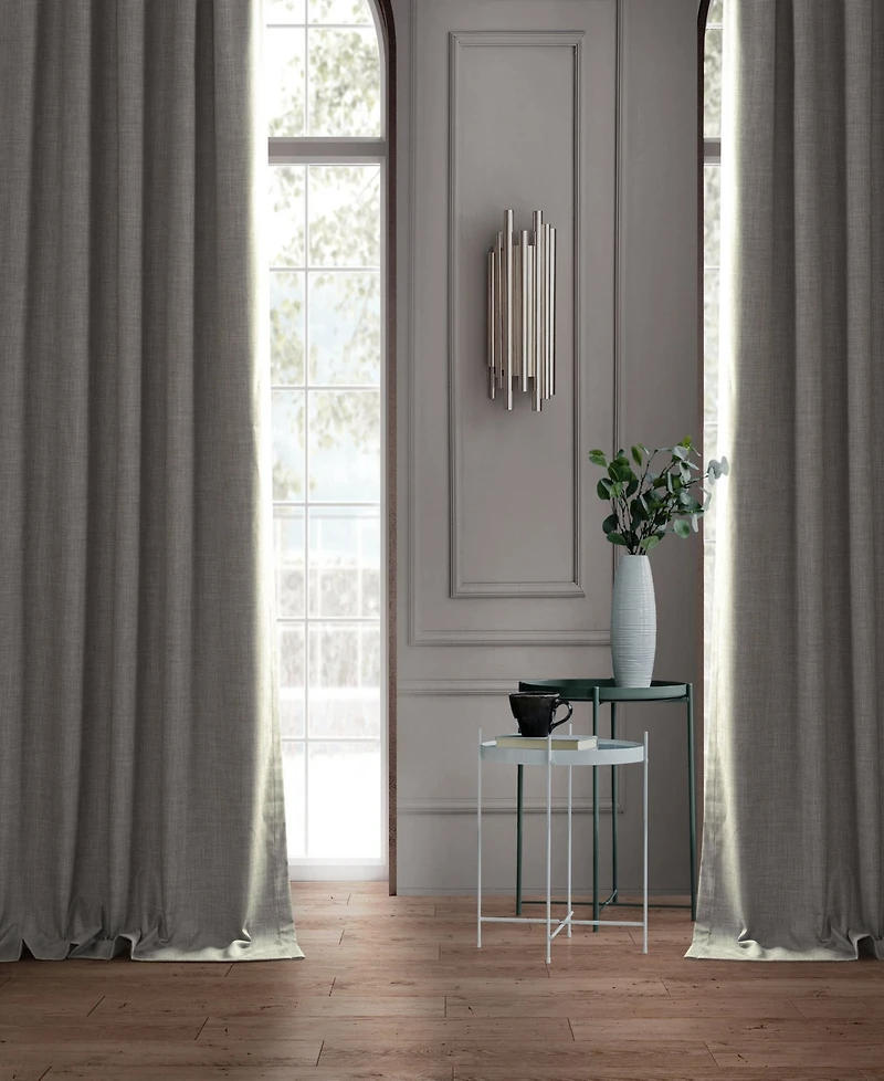 Half Price Drapes Dark Greige Performance Linen Hotel Blackout Curtain
