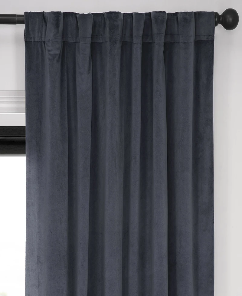 Half Price Drapes Distance Blue Grey Signature Velvet Blackout Curtain