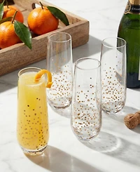 Jay Imports Confetti Gold Stemless Flutes, Set of 2