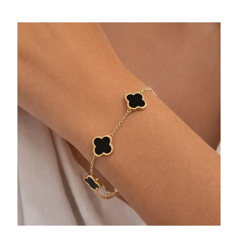 Rivka Friedman Onyx Clover Station Bracelet