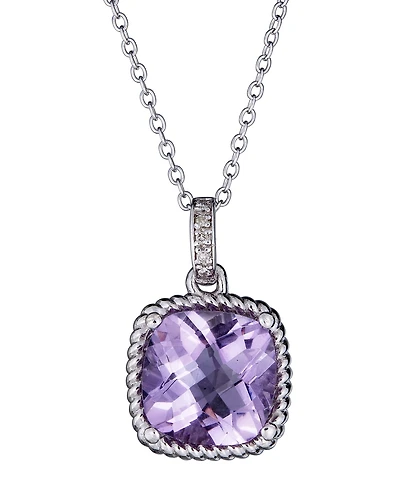 Macy's Green Amethyst (4 ct. t.w.) & Diamond (0.025 Pendant Necklace Sterling Silver (Also Available Pink Sky Blue Amethyst)