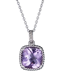 Macy's Green Amethyst (4 ct. t.w.) & Diamond (0.025 Pendant Necklace Sterling Silver (Also Available Pink Sky Blue Amethyst)