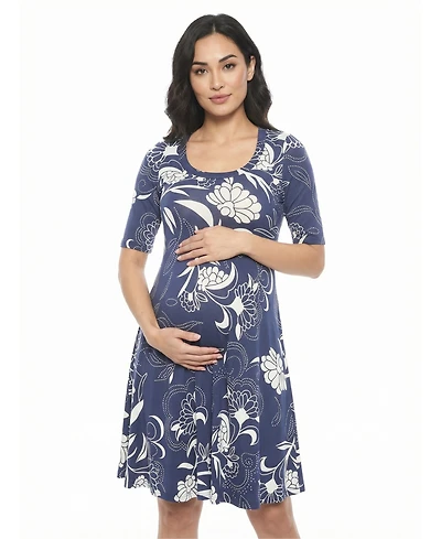 24seven Comfort Apparel Women's and Plus Maternity Scoop Neck Skater Dress