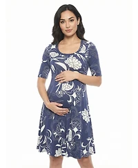 24seven Comfort Apparel Women's and Plus Maternity Scoop Neck Skater Dress