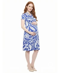 24seven Comfort Apparel Women's and Plus Maternity Short-Sleeve Wrap Dress