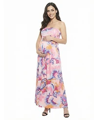 24seven Comfort Apparel Women's and Plus Maternity Strapless Maxi Dress