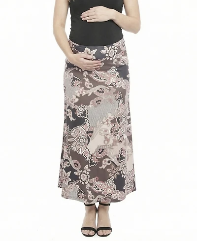 24seven Comfort Apparel Women's and Plus Maternity A-Line Maxi Skirt