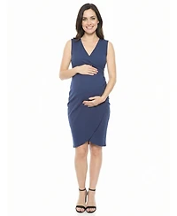24seven Comfort Apparel Women's and Plus Size Maternity V-Neck Wrap Dress