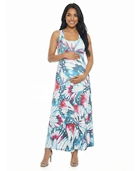 24seven Comfort Apparel Women's and Plus Maternity Scoop Neck Maxi Dress