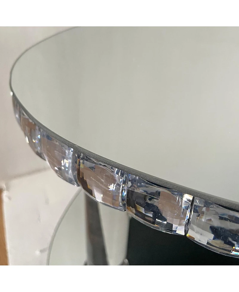 Streamdale Furniture Mirrored Glass Crystal Oval Coffee Table with Acrylic Legs