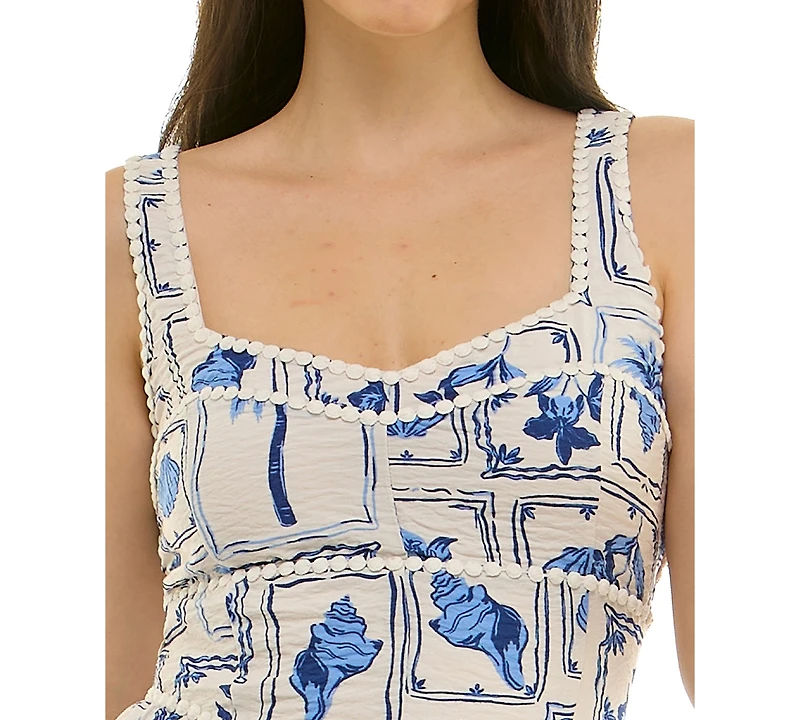 Planet Gold Women's V-Neck Printed Midi Dress, Created for Macys