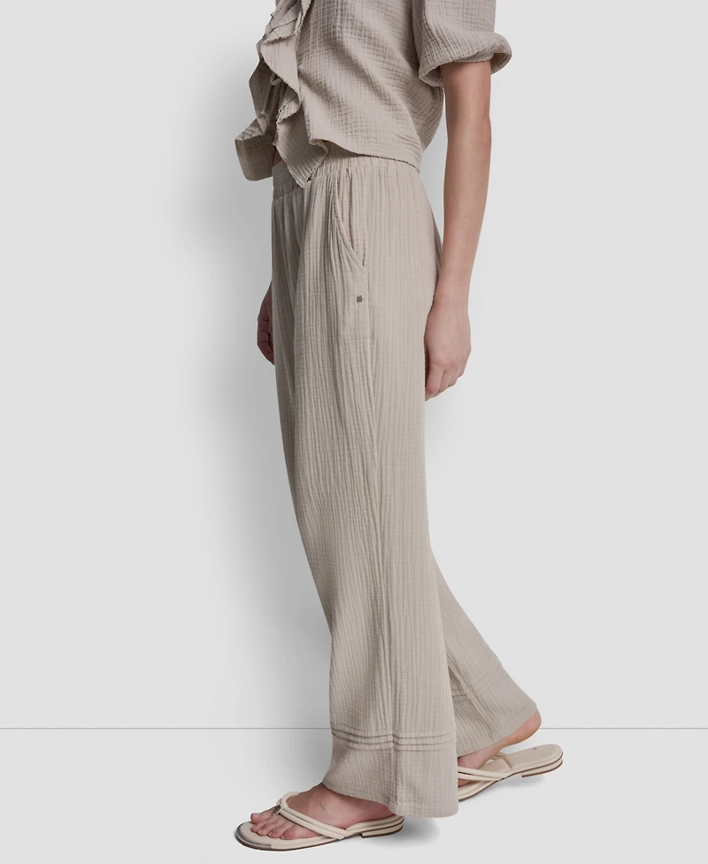 Dkny Jeans Petite Smocked Encased Elastic Waistband Ankle Length Pants