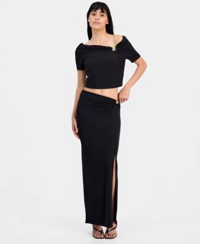 Guess Womens Brigitte Off The Shoulder Top Midi Skirt