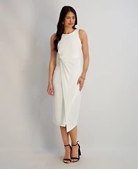 Siena Women's Ruched Side-Twist Sleeveless Midi Dress