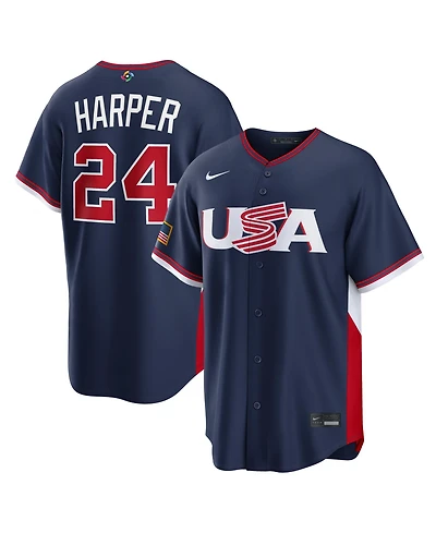Nike Men's Bryce Harper Navy Usa Baseball 2026 World Classic Stadium Jersey