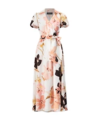 Ivonne Women's Short Sleeve V-Neck Collared Maxi Dress