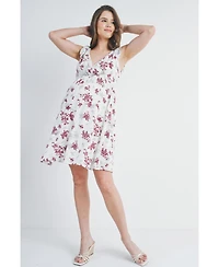 Hello Miz Maternity Nursing Floral Empire Waist Sleeveless Dress with Pockets