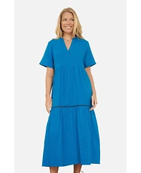Yumi Women's Cotton Kaftan Midi Dress