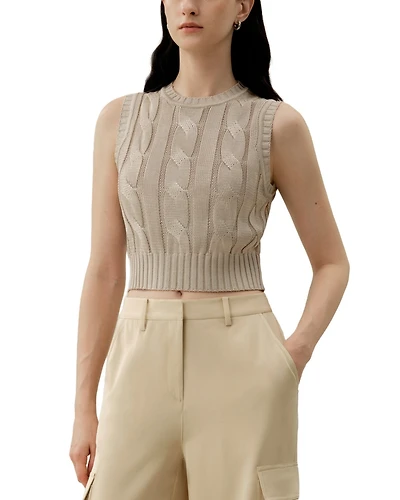 Lilysilk Women's Cable Knit Tussah Silk Cropped Top