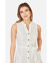Yumi Women's Broderie Anglaise Cotton Shirt Dress