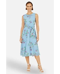 Yumi Women's Floral Print Midi Skater Dress