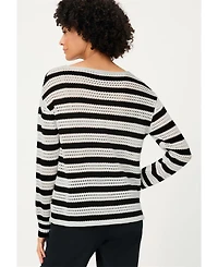 Olsen Women's Abstract Open Knit Sweater