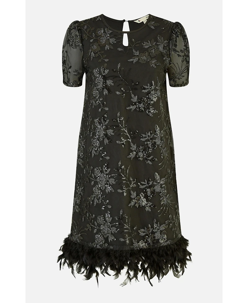 Yumi Women's Sequin Embellished Floral Tunic Dress