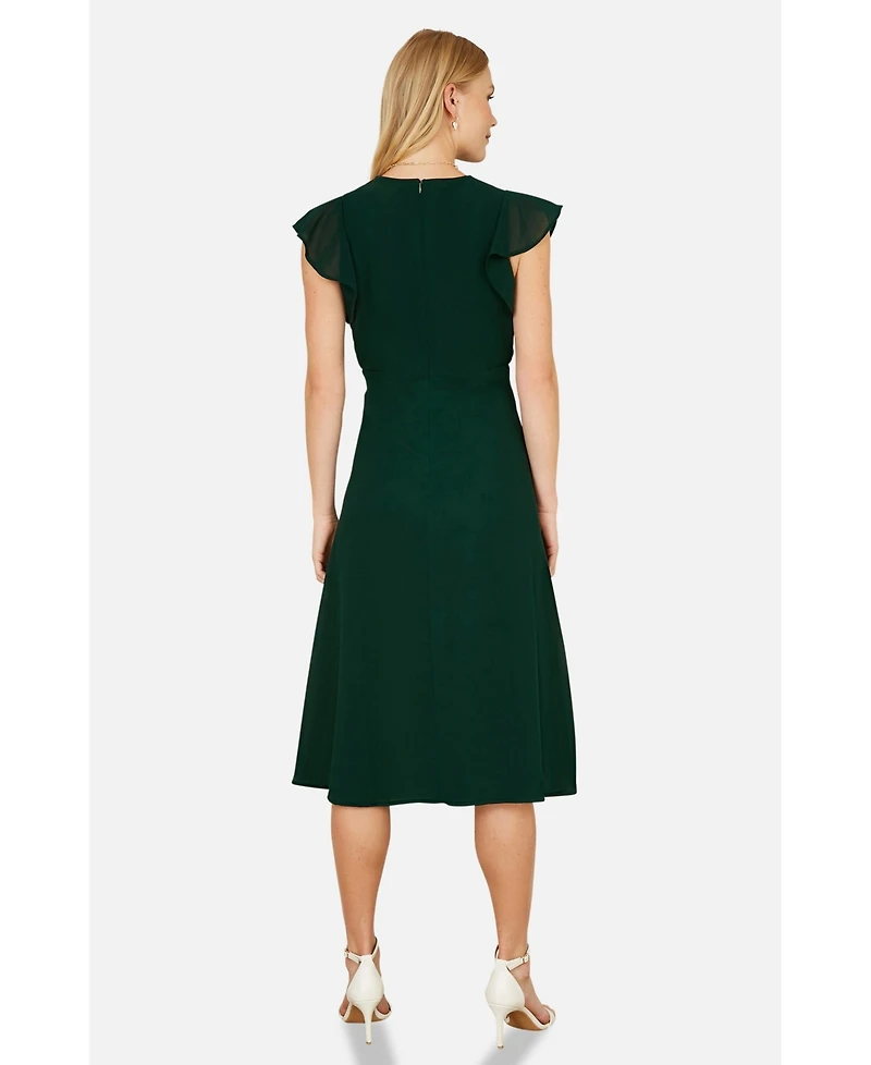 Yumi Women's Floral Embroidery Midi Skater Dress