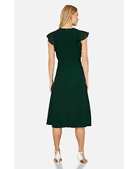 Yumi Women's Floral Embroidery Midi Skater Dress