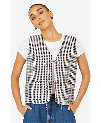 Yumi Women's Gingham Reversible Cotton Tie Waistcoat