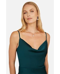 Yumi Women's Satin Cowl Neck Midi Dress