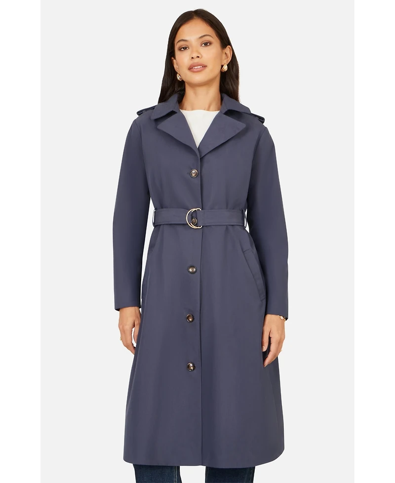 Yumi Women's Belted Long Trench Coat