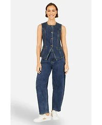 Yumi Women's Stretch Long Denim Waistcoat