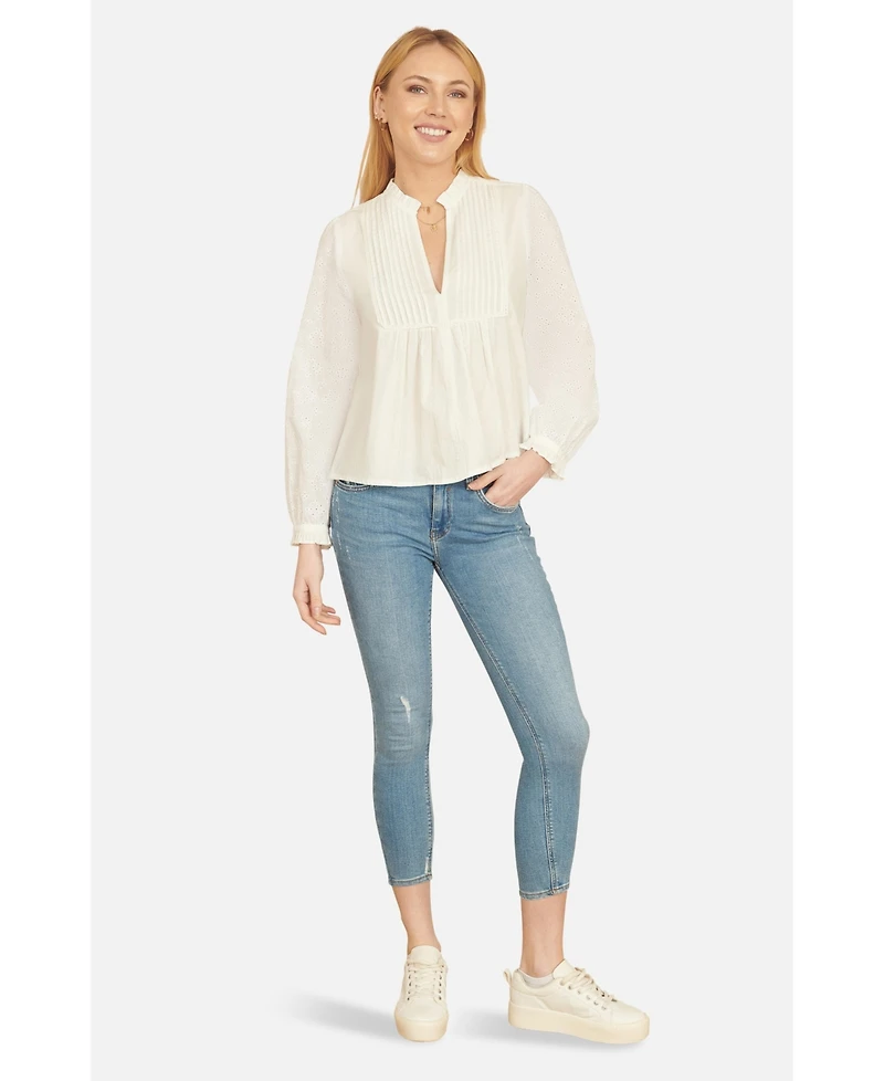 Yumi Women's Pleated Cotton Bib Shirt