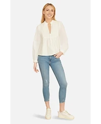 Yumi Women's Pleated Cotton Bib Shirt