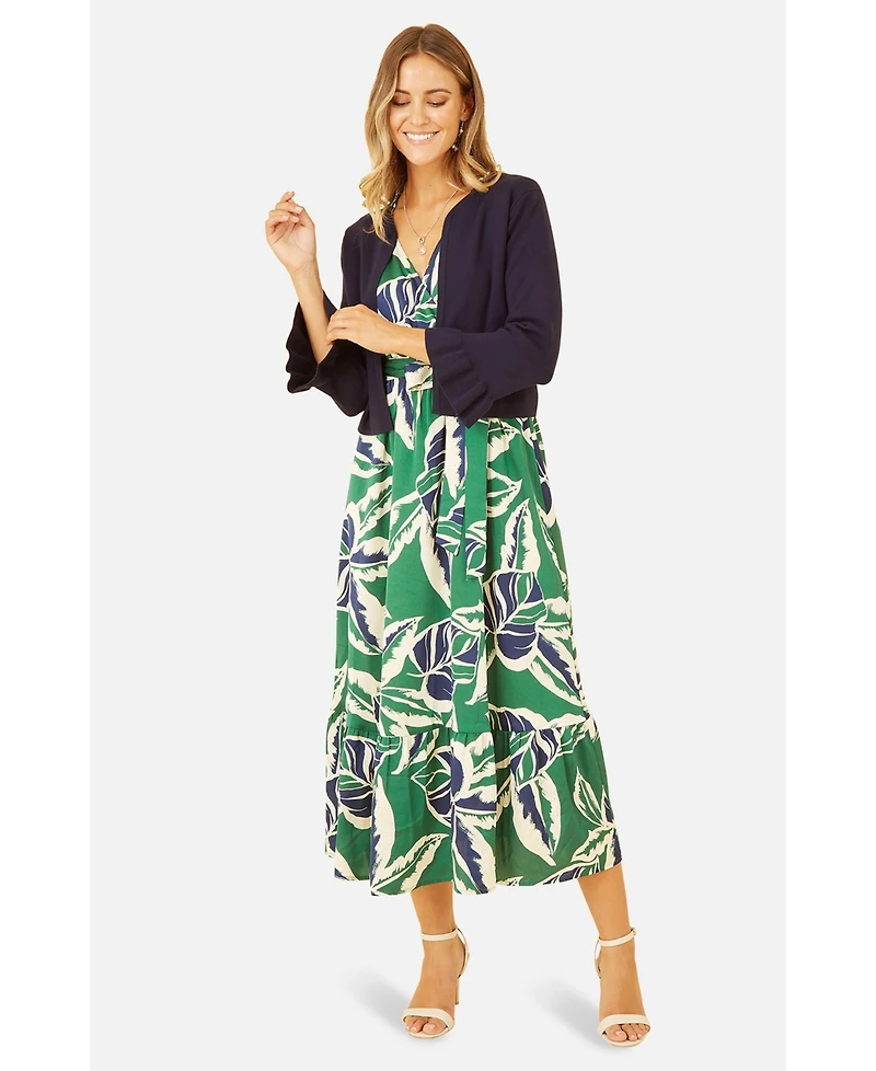 Yumi Women's Bell Sleeves Cropped Cardigan