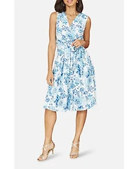 Yumi Women's Floral Wrap Over Skater Dress