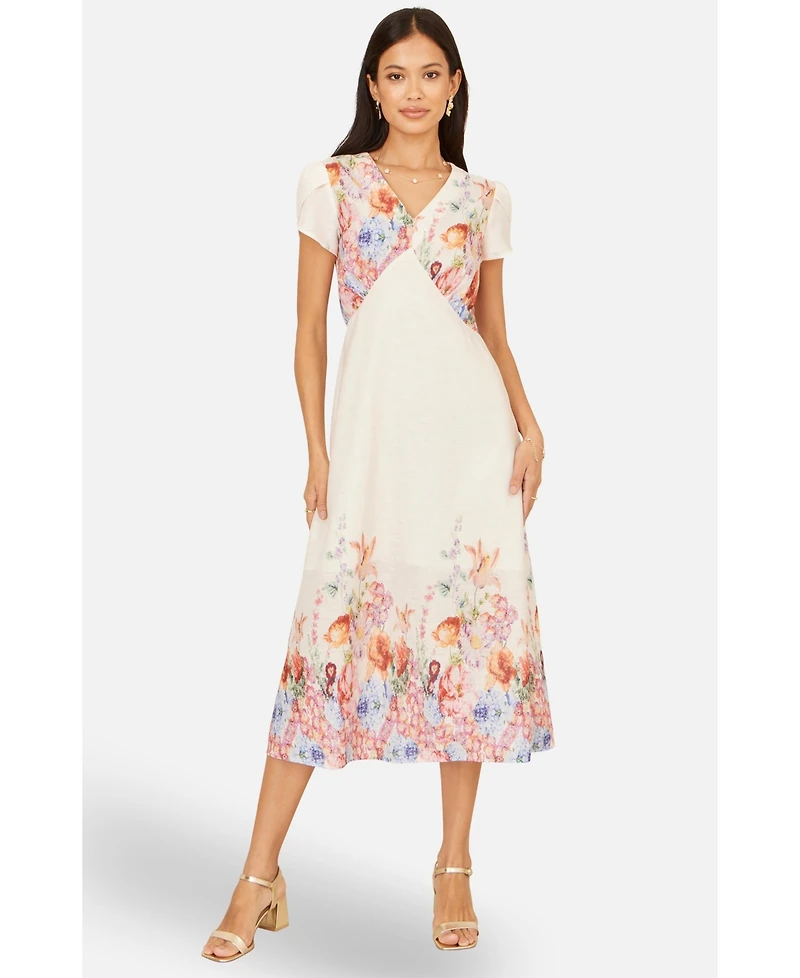 Yumi Women's Border Floral Midi Dress
