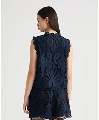 Nvlt Women's Sleeveless Mock Neck Lace Top